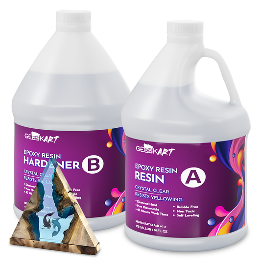 GEEEKART Ultra Clear Epoxy Resin Kits (1 Gallon/ 1 Gallon*2/ 2 Gallon)