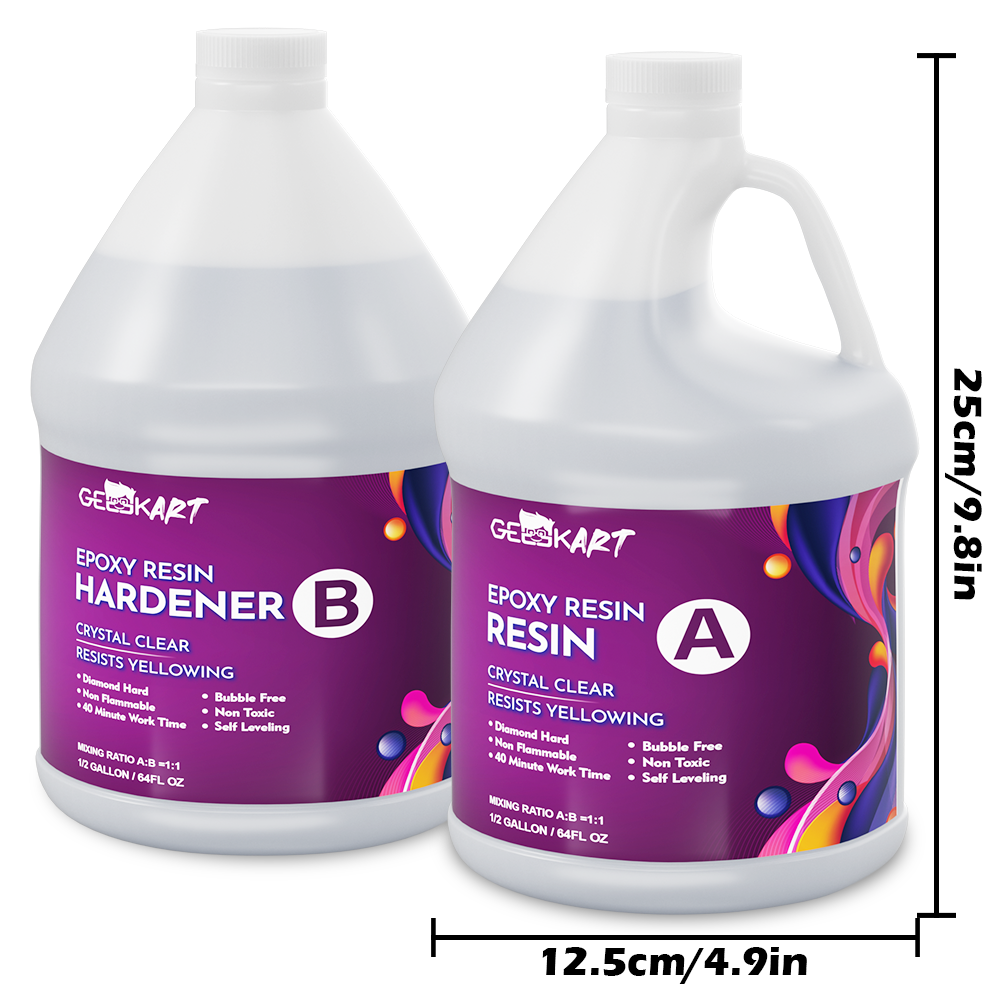 GEEEKART Ultra Clear Epoxy Resin Kits (1 Gallon/ 1 Gallon*2/ 2 Gallon)