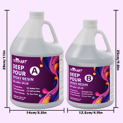 GEEEKART Deep Pour 2:1 Epoxy Resin Kits 1.5/3 Gallon