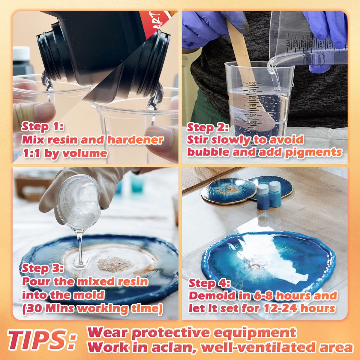 GEEEKART Tabletop Epoxy Resin Kit（1 Gallon/2 Gallon）