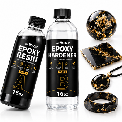 GEEEKART Black Epoxy Resin, 1:1 Self-Leveling, 16/32 oz