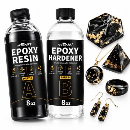GEEEKART Black Epoxy Resin, 1:1 Self-Leveling, 16/32 oz