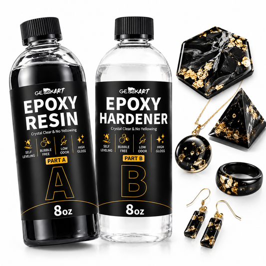 GEEEKART Black Epoxy Resin, 1:1 Self-Leveling, 16/32 oz