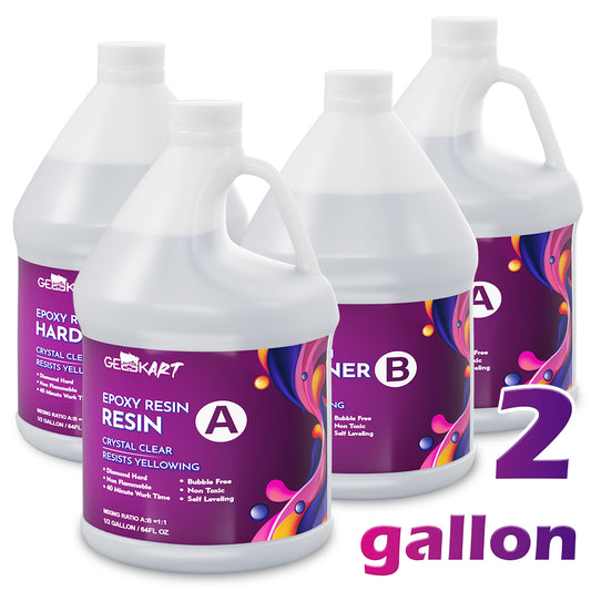 GEEEKART Ultra Clear Epoxy Resin Kits (1 Gallon/ 1 Gallon*2/ 2 Gallon)