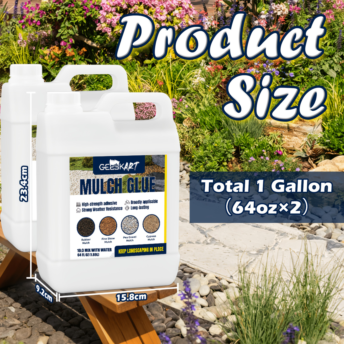 GEEEKART Mulch Glue, Fast-Drying Gravel Binder, 0.5/1 Gallon
